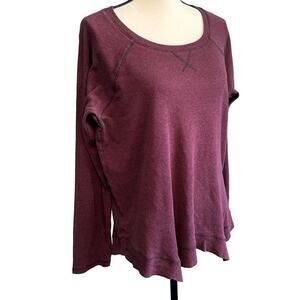 Democracy Asymetrical Hem Long Sleeve Blackberry Henley Women's Large